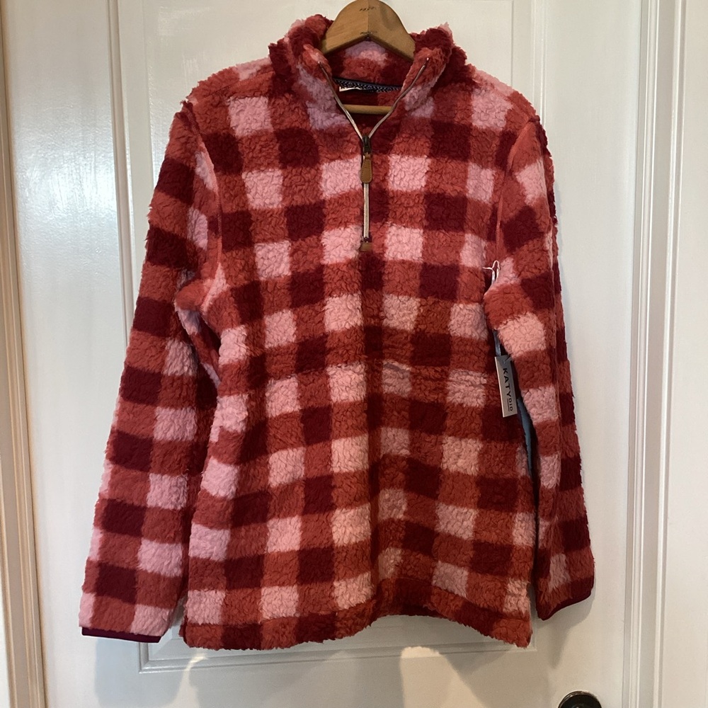 Boutique: Katydid Red and Pink Fleece Pullover